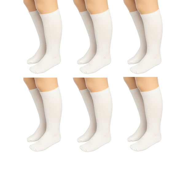 M/&Co Girls White Knee High Socks Three Pack